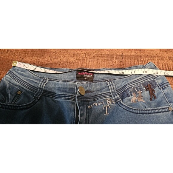 Meifanzi Designer Y2K Light Wash Skinny Japanese Jeans Blue Sequins Size 29 - Picture 15 of 16